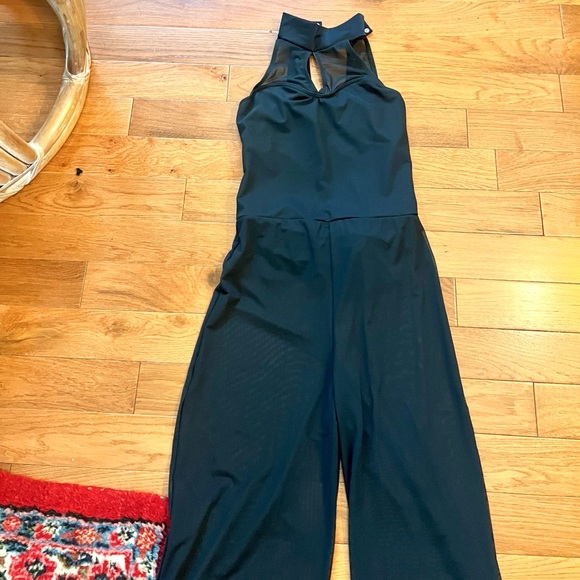 Balera Black Halter Mesh Wide-Leg Dance Jumpsuit Snap Neck Contemporary,Size S - Picture 5 of 8